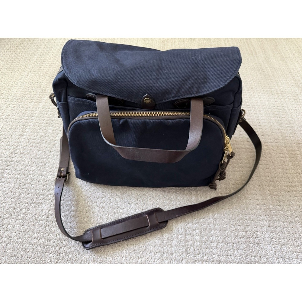 Filson 258 Rugged Twill Padded Computer Bag - Navy - Made In USA - Rare